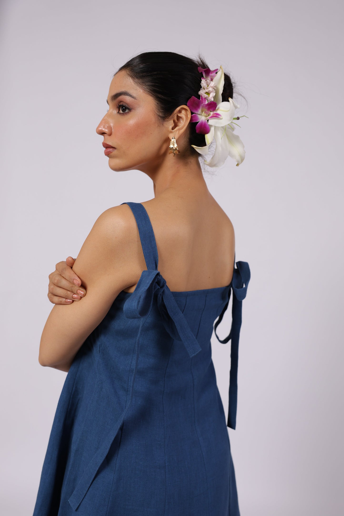 Ida Linen Dress Blue