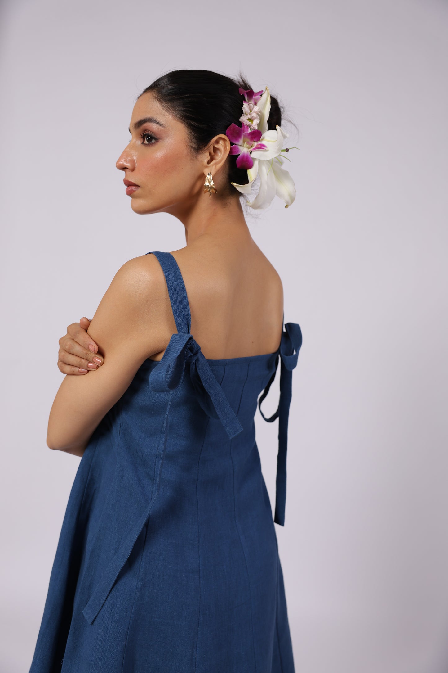 Ida Linen Dress Blue