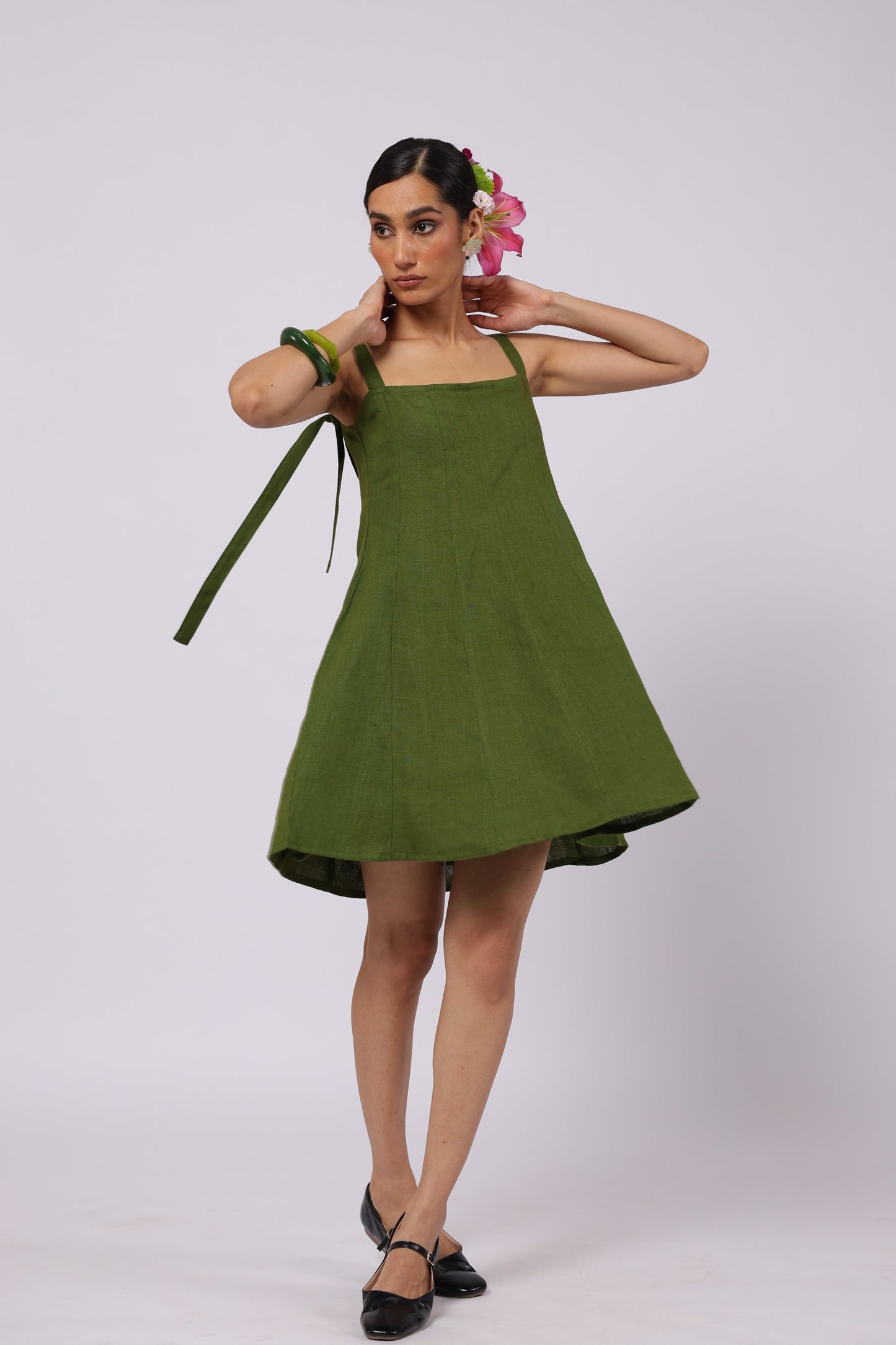 Ida Linen Dress Green