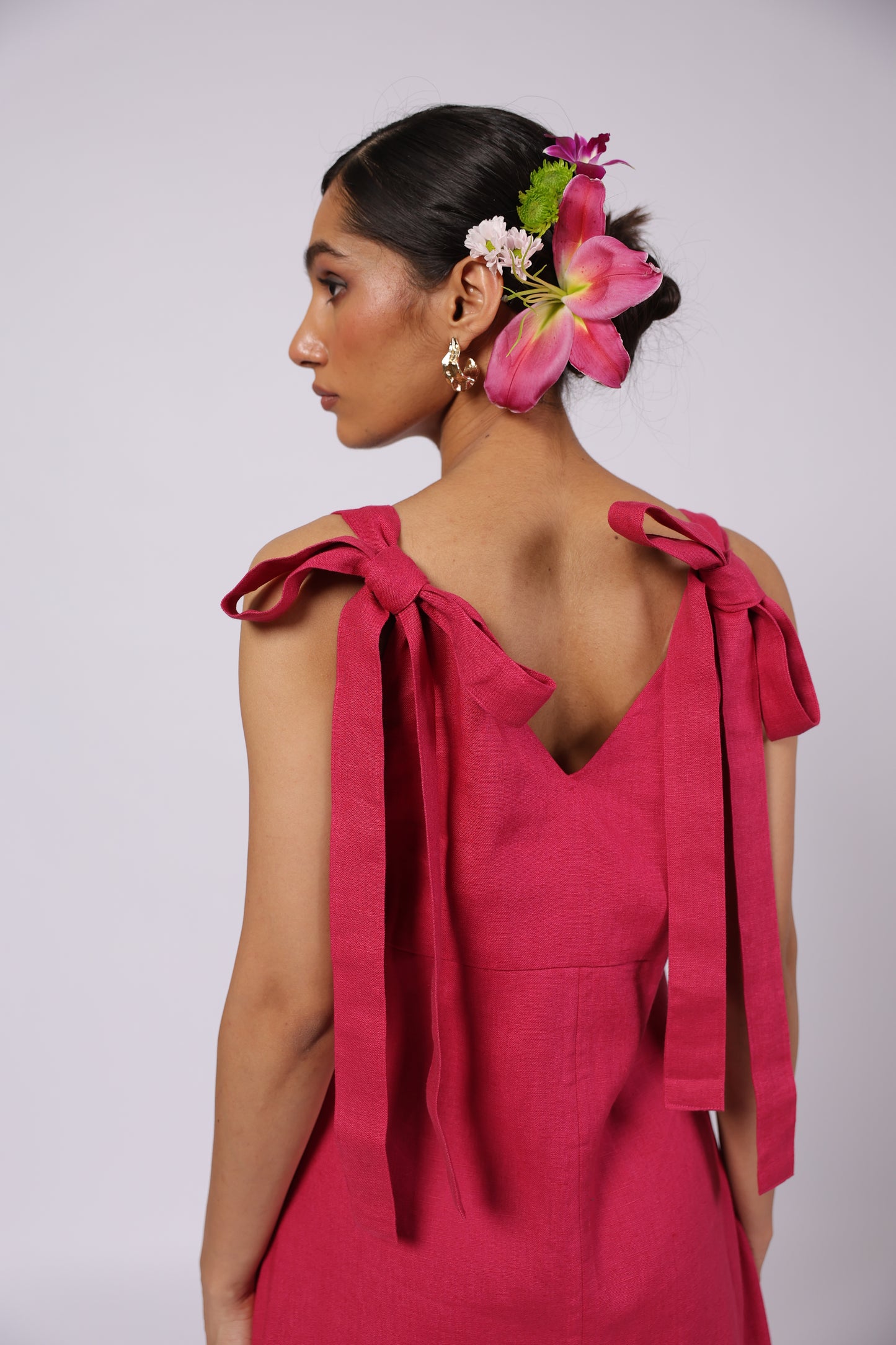 Celeste Linen Dress Magenta