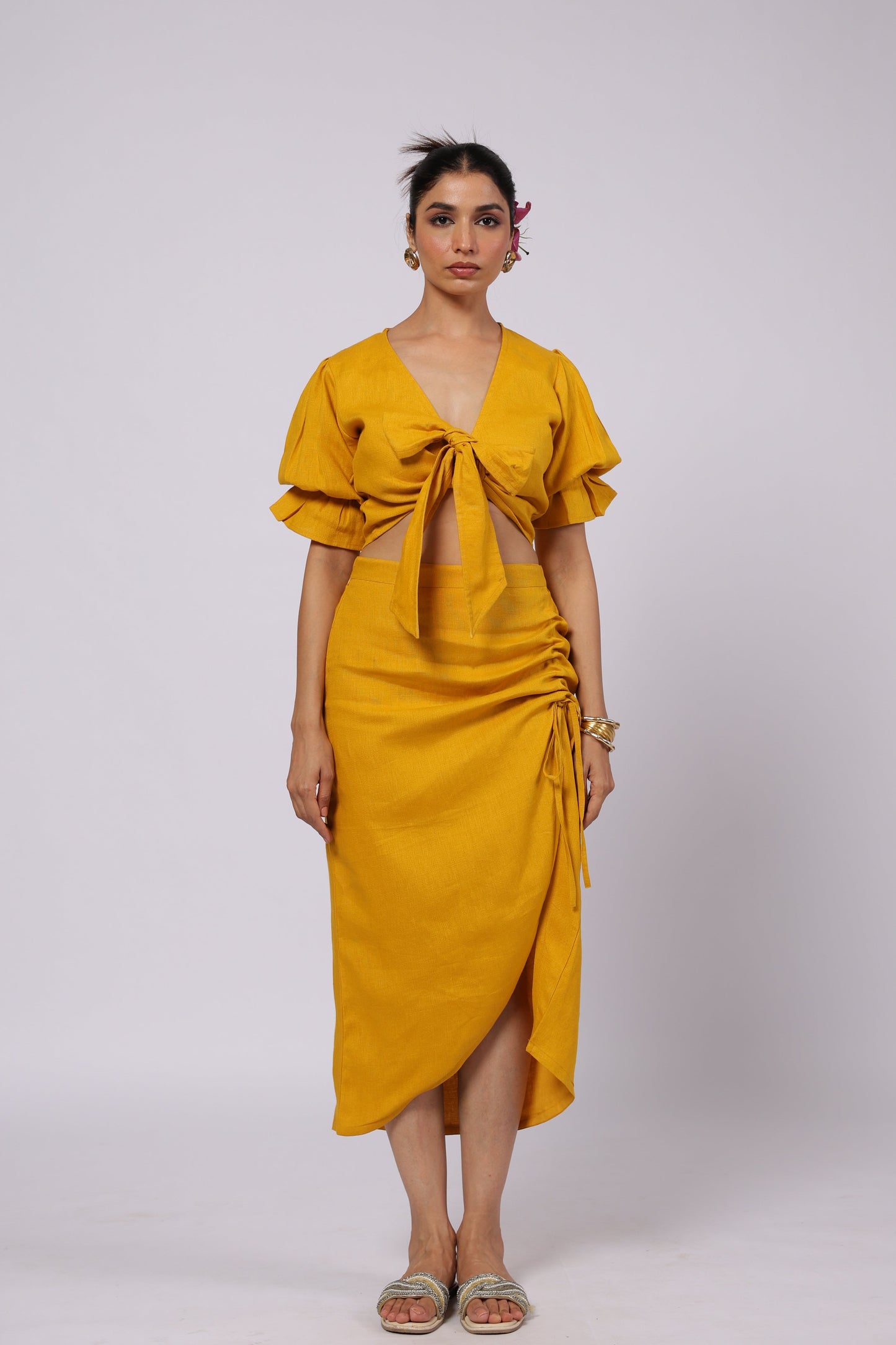 Gaia Linen Skirt Mustard