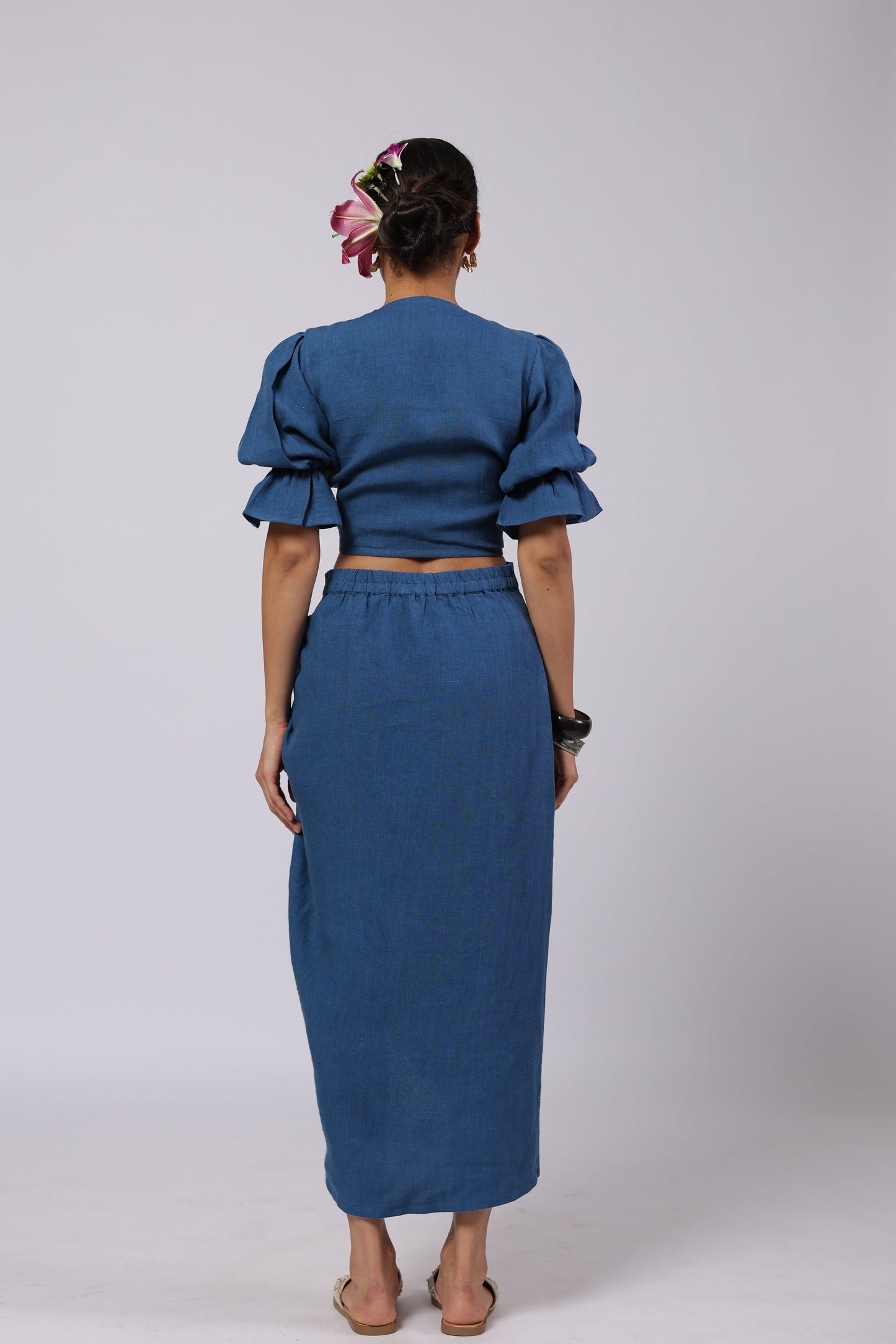 Gaia Linen Skirt Blue