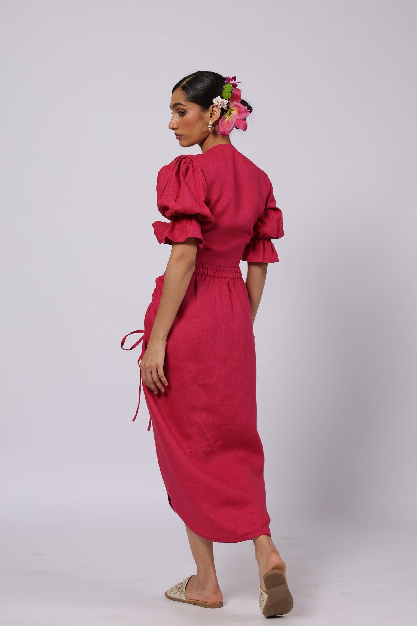 Gaia Linen Skirt Magenta