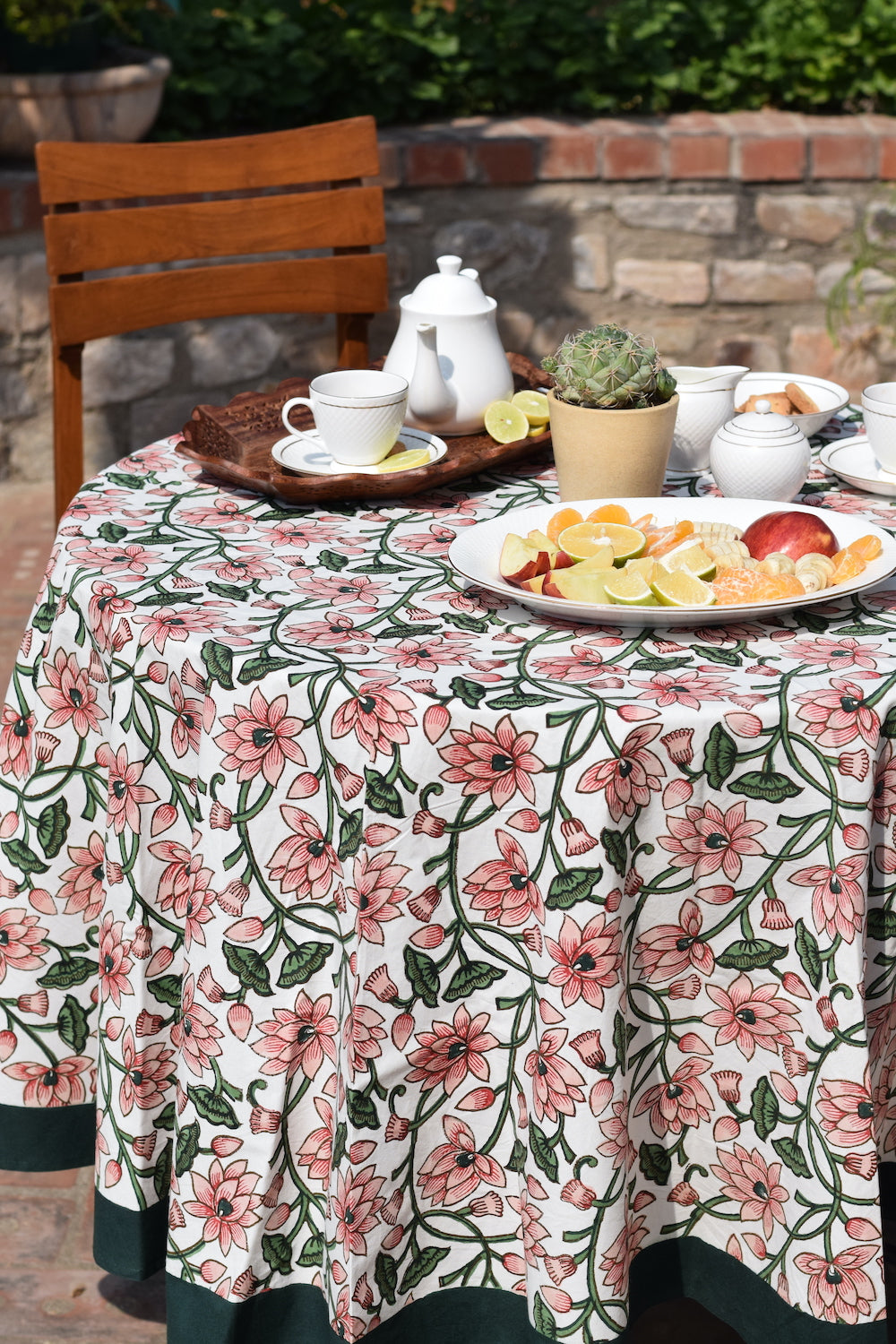 Padma Pink Cotton Round Table Cover