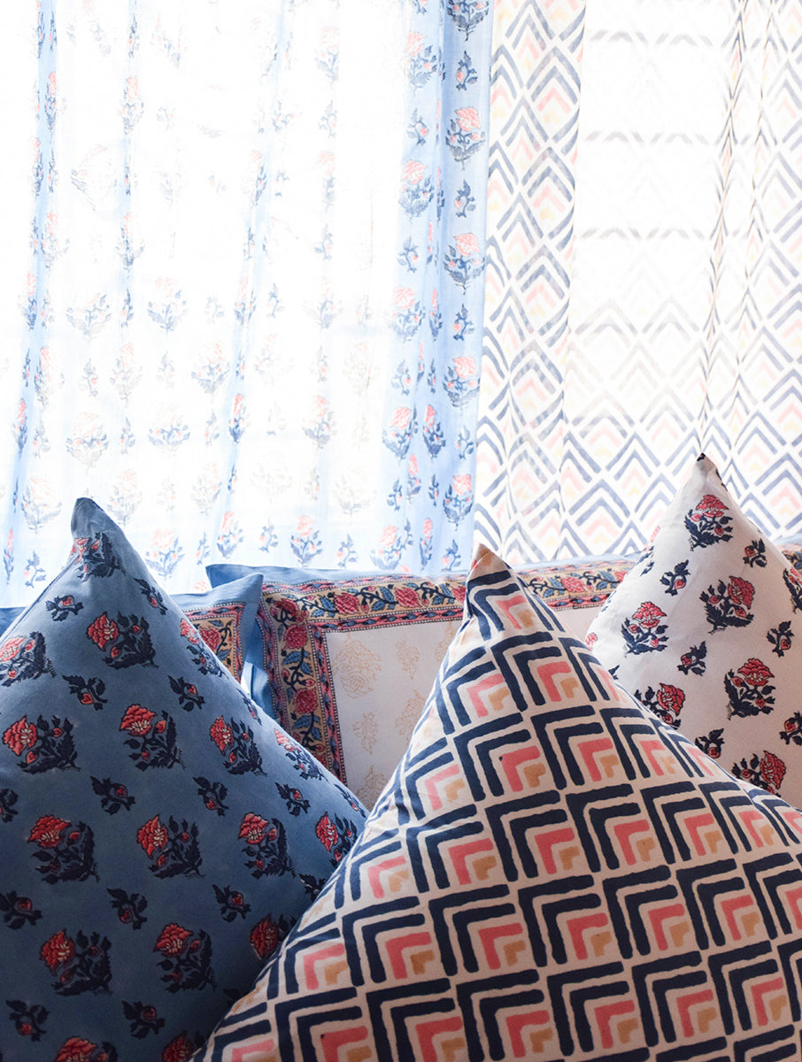 Blue Gad Kalika Cotton Cushion Cover