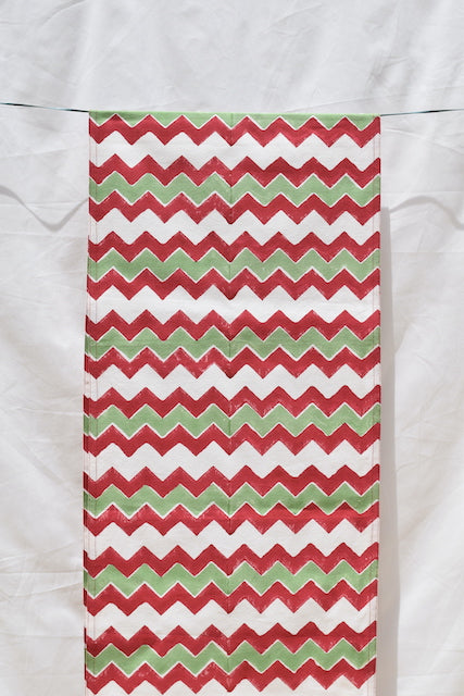 Maroon Chevron Cotton Canvas Runner