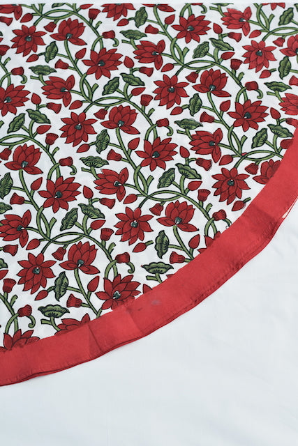 Padma Maroon Cotton Round Table Cover