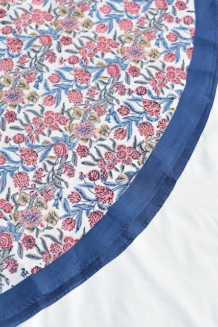 Kyaari Blue Cotton Round Table Cover