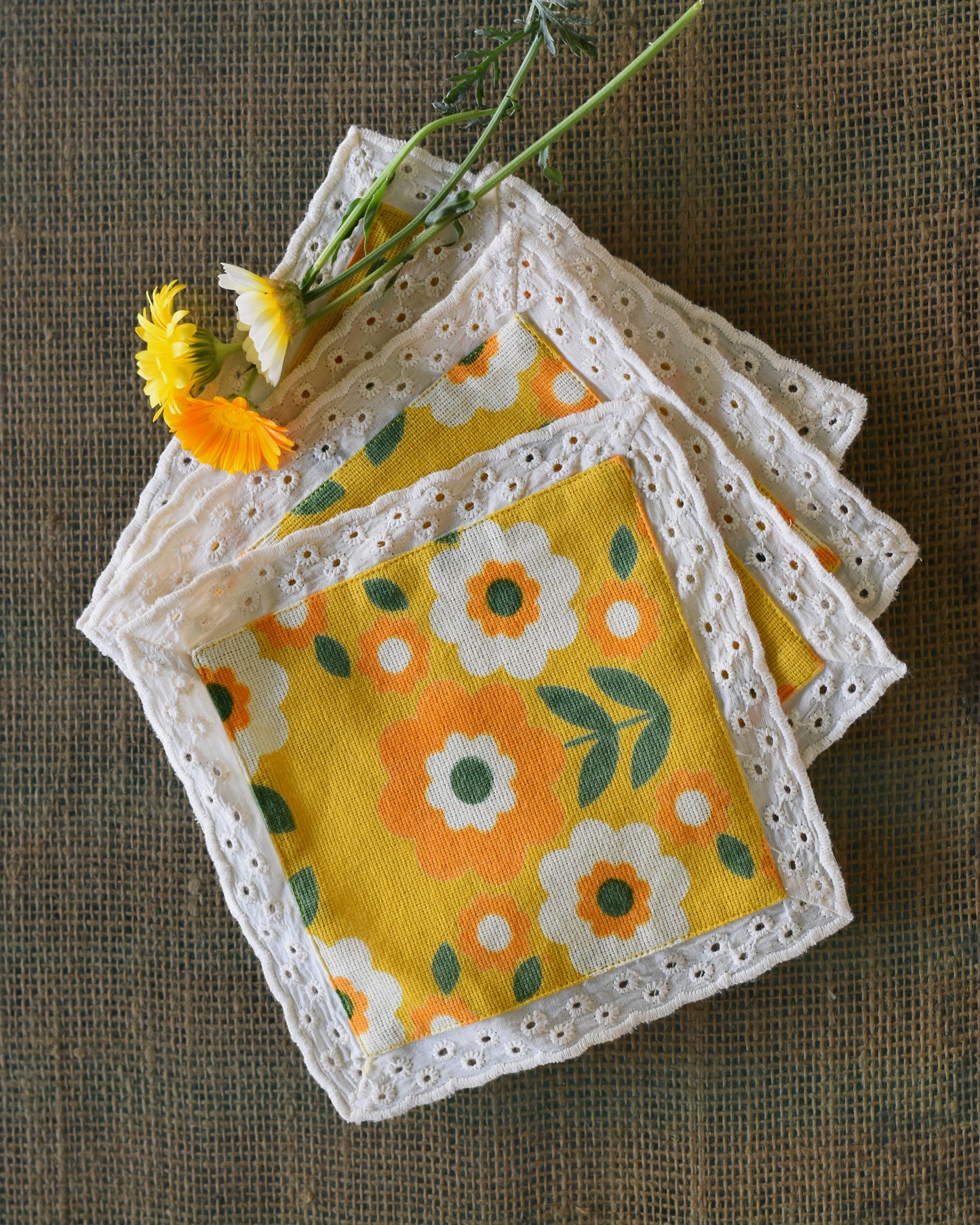 Daisy Cotton Coaster Set