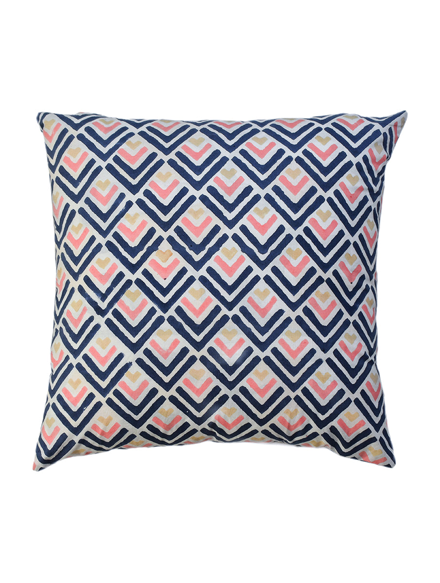 Blue Geometric Cotton Cushion Cover