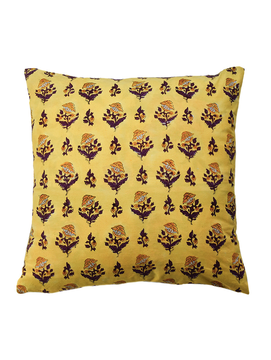 Yellow Gad Kalika Cotton Cushion Cover