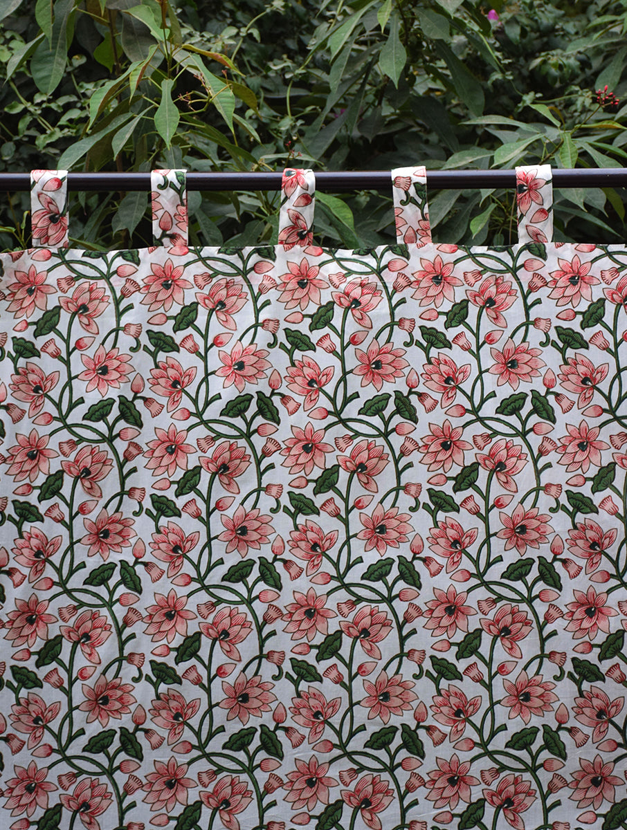 Pink Padma Jaal Mulmul Curtain