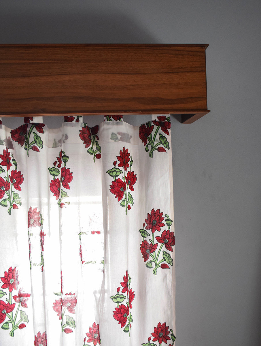 Maroon Padma Buta Mulmul Curtain