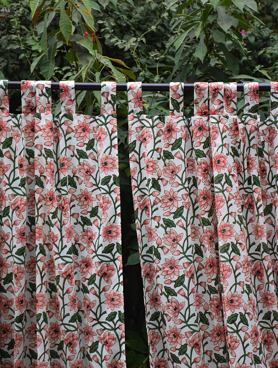 Pink Padma Jaal Mulmul Curtain