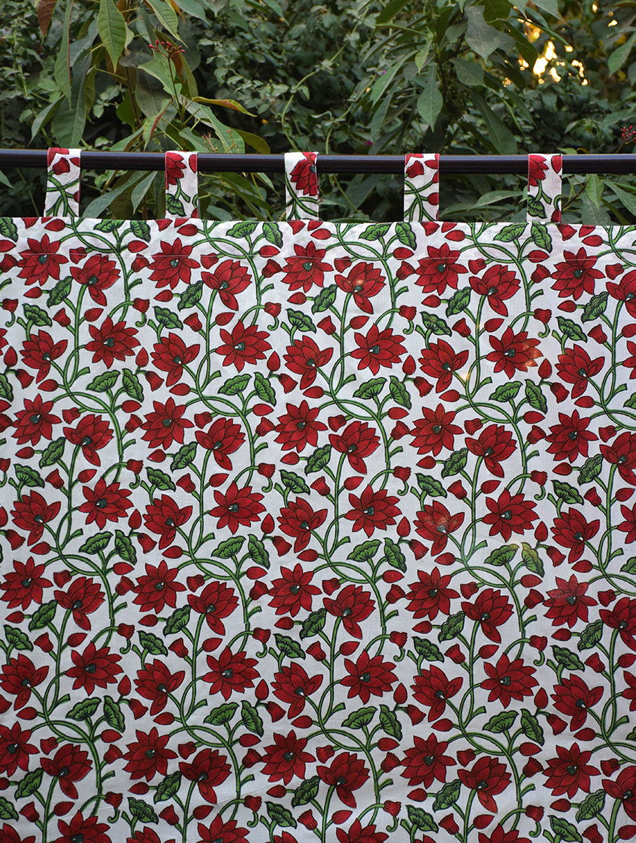 Maroon Padma Jaal Mulmul Curtain