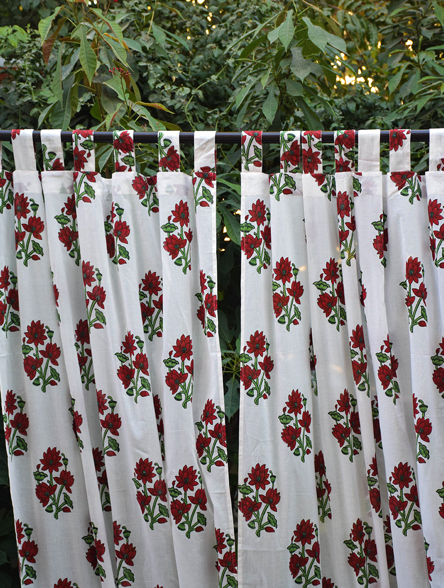 Maroon Padma Buta Mulmul Curtain