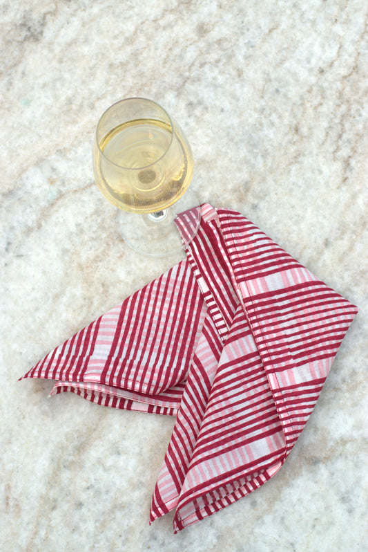 Red Tiles Cocktail Napkin Set