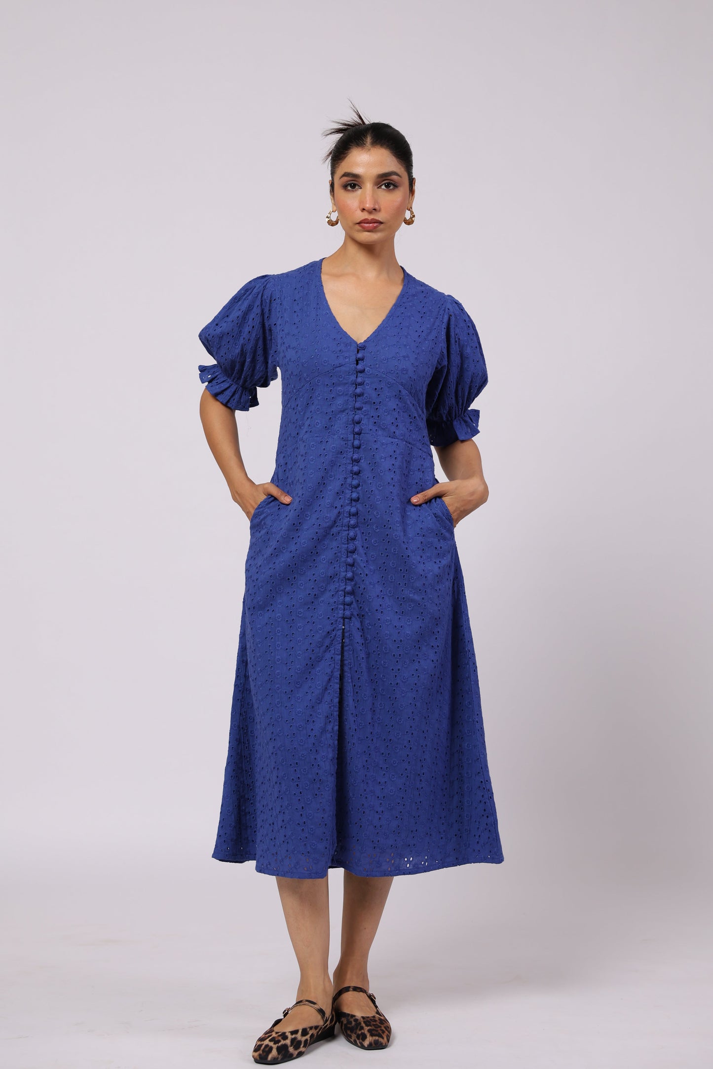 Ember Cotton Dress Blue