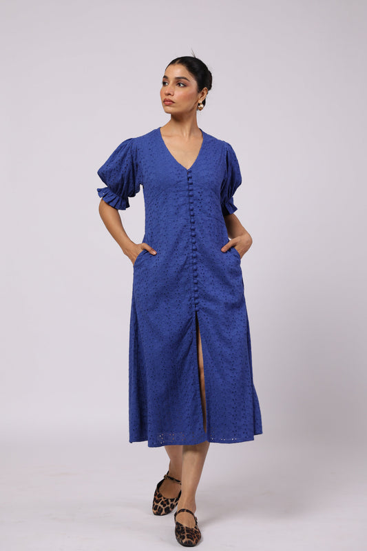 Ember Cotton Dress Blue