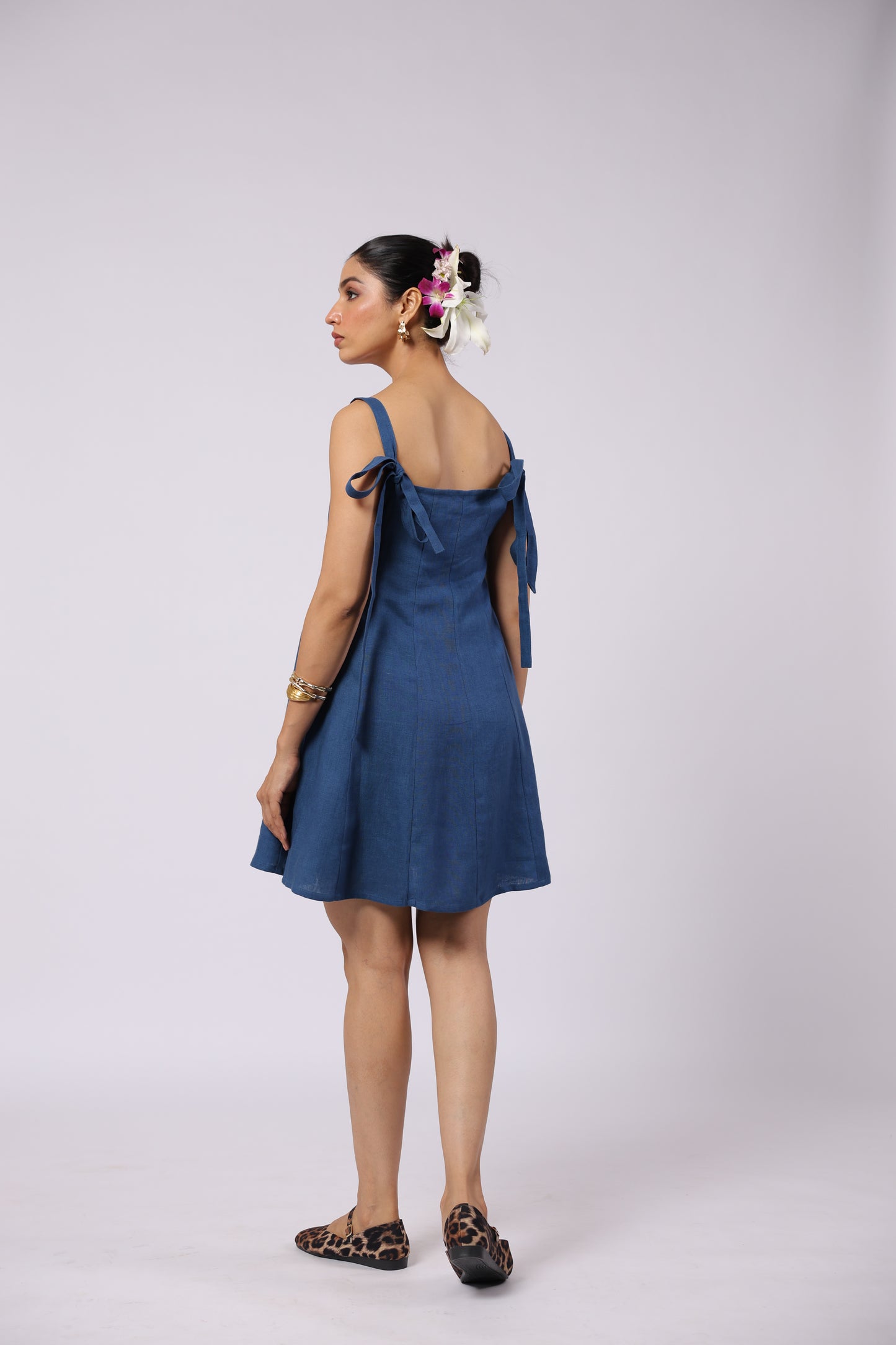 Ida Linen Dress Blue
