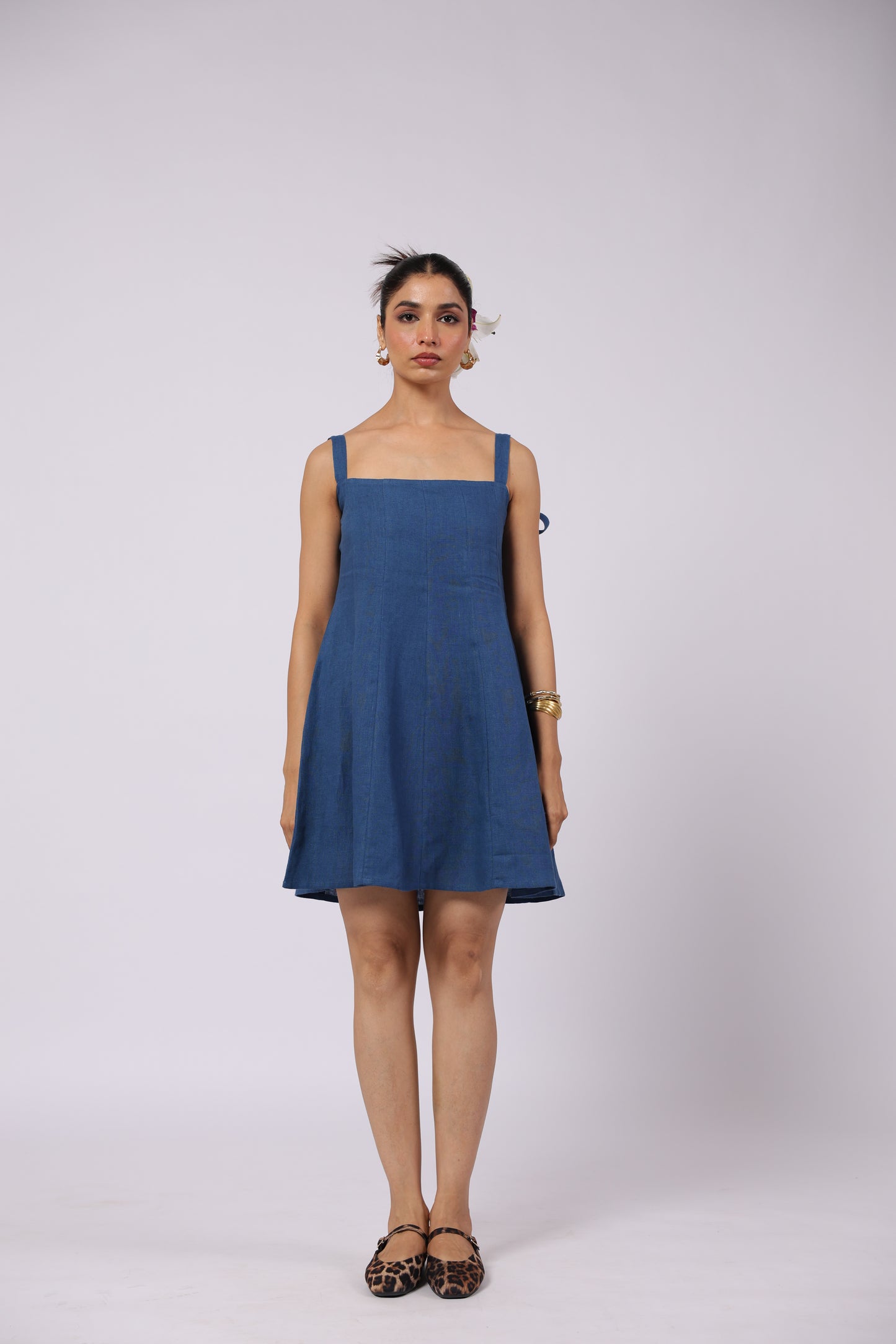 Ida Linen Dress Blue