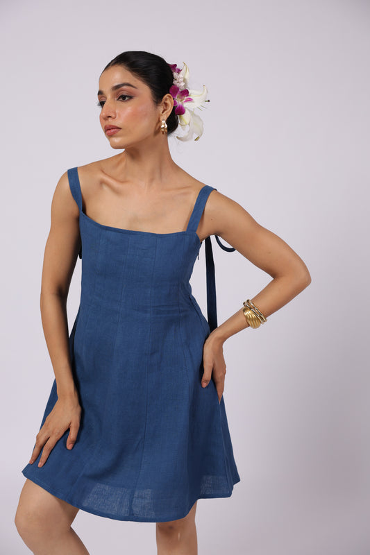 Ida Linen Dress Blue