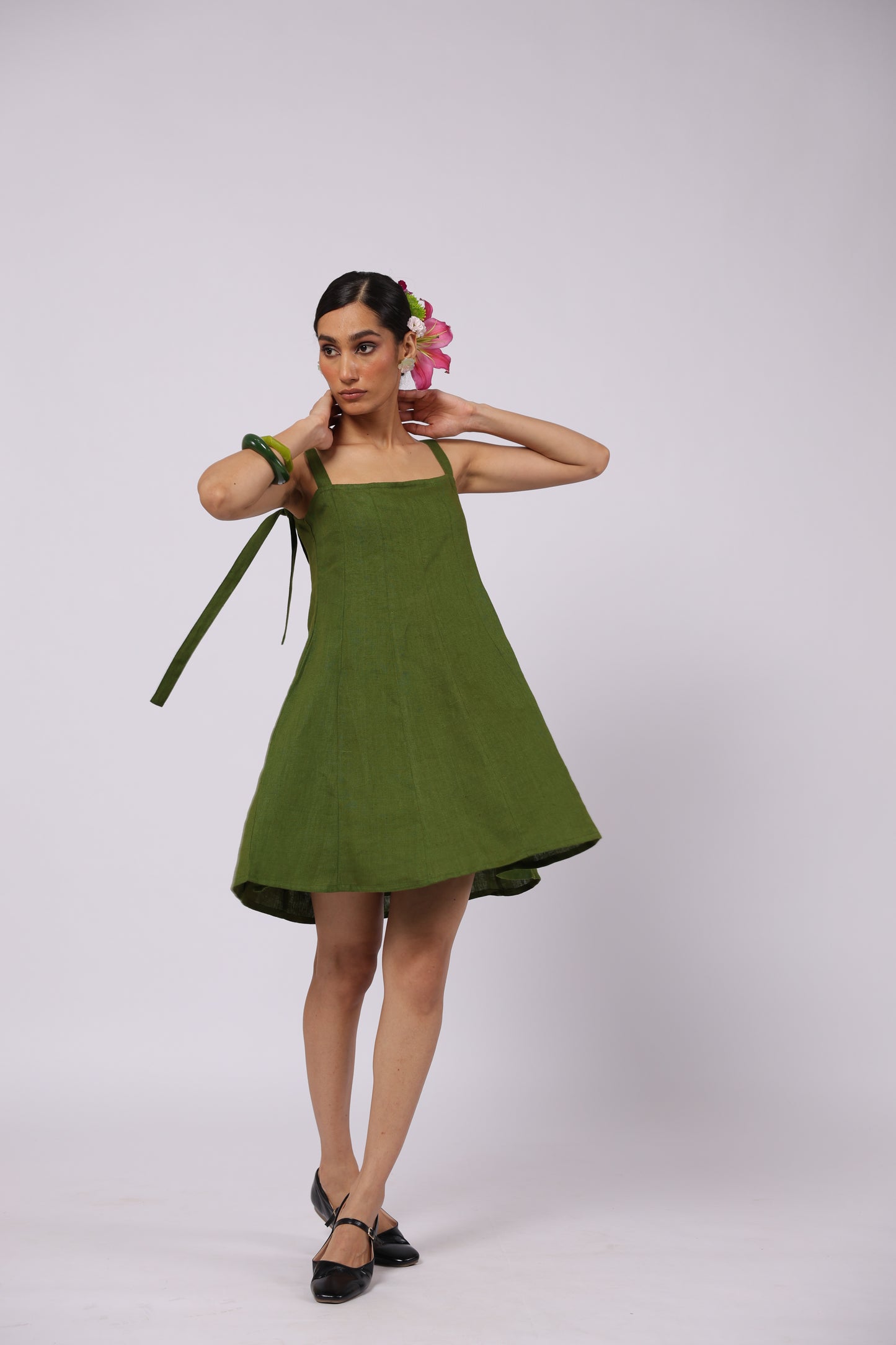 Ida Linen Dress Green