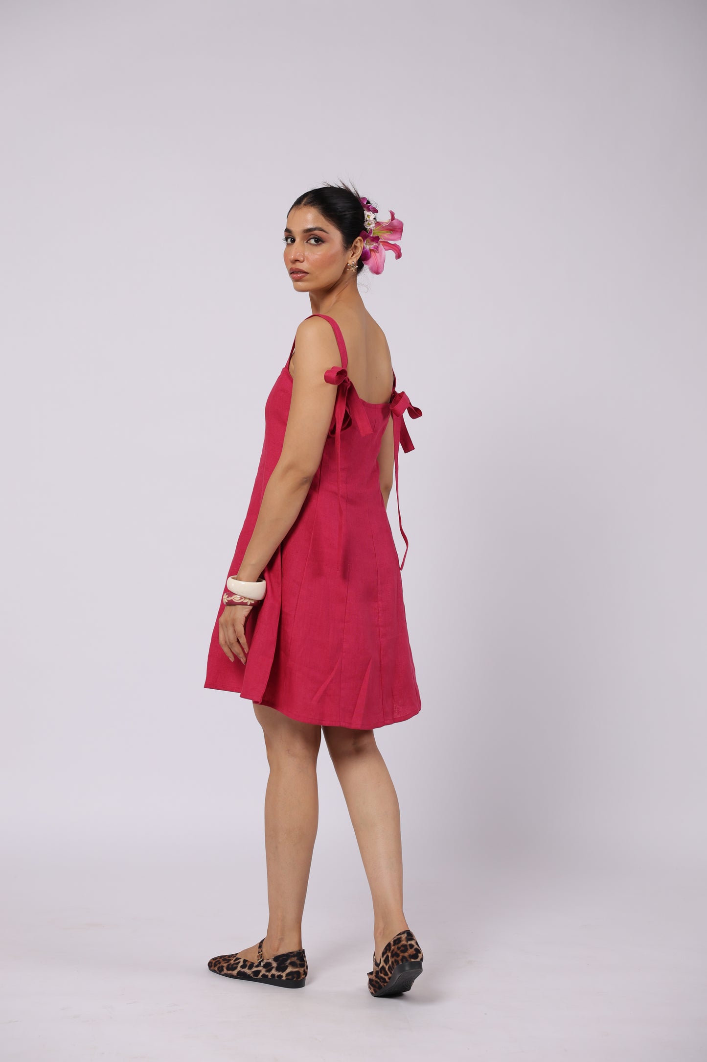 Ida Linen Dress Magenta