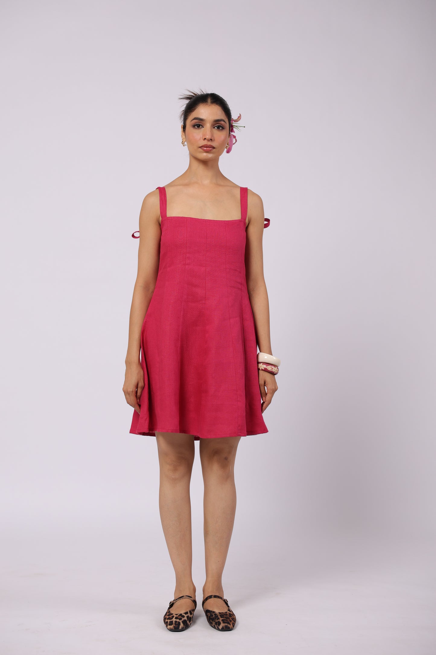 Ida Linen Dress Magenta