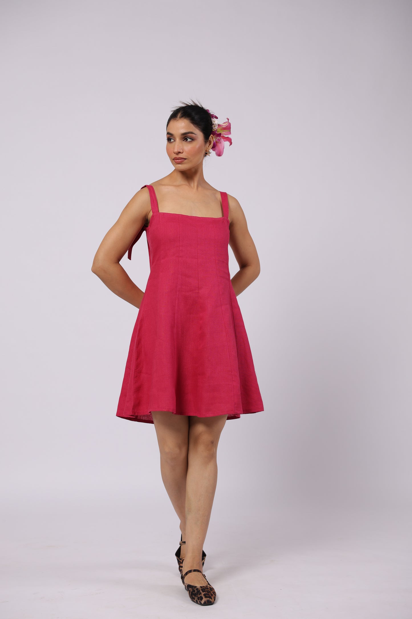 Ida Linen Dress Magenta