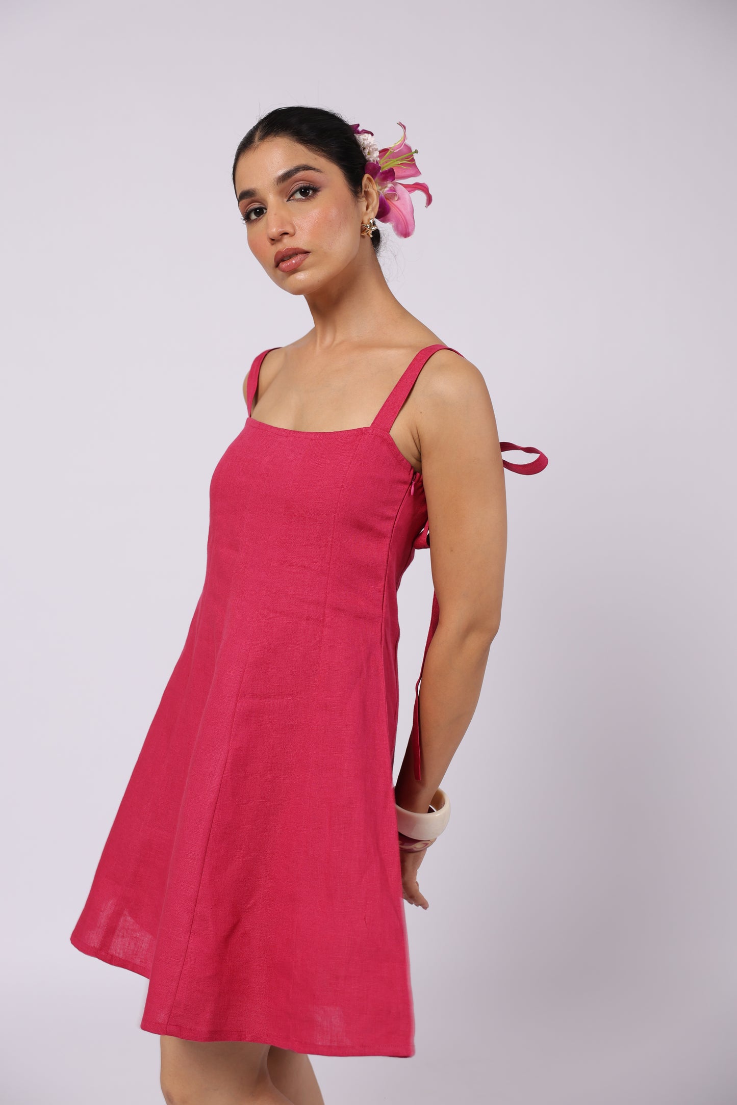 Ida Linen Dress Magenta