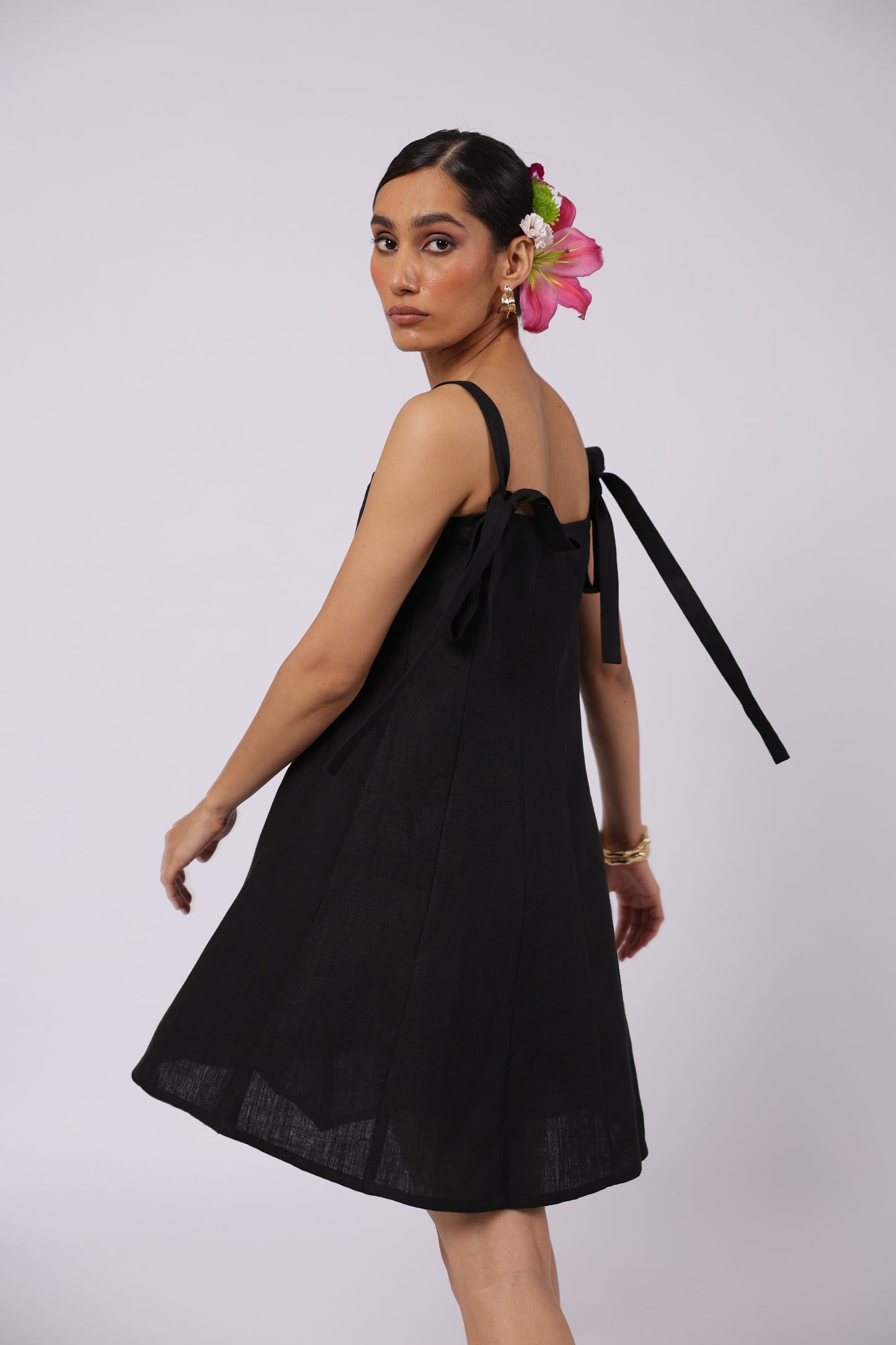 Ida Linen Dress Black