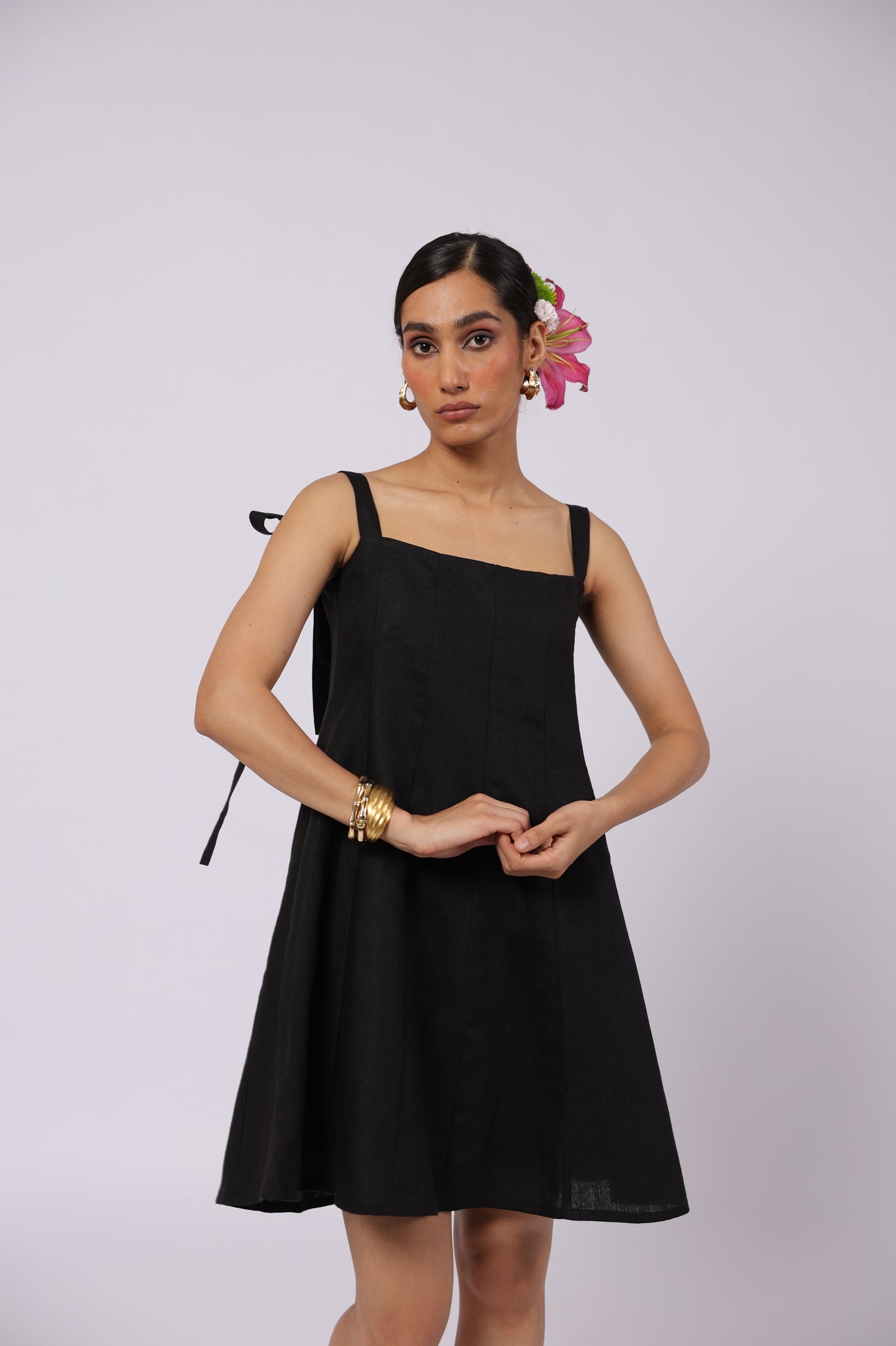 Ida Linen Dress Black