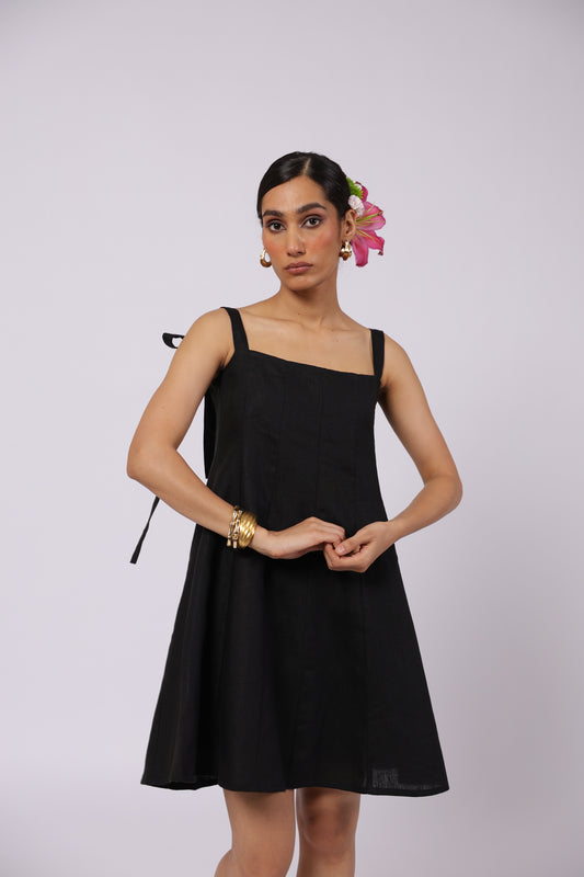 Ida Linen Dress Black