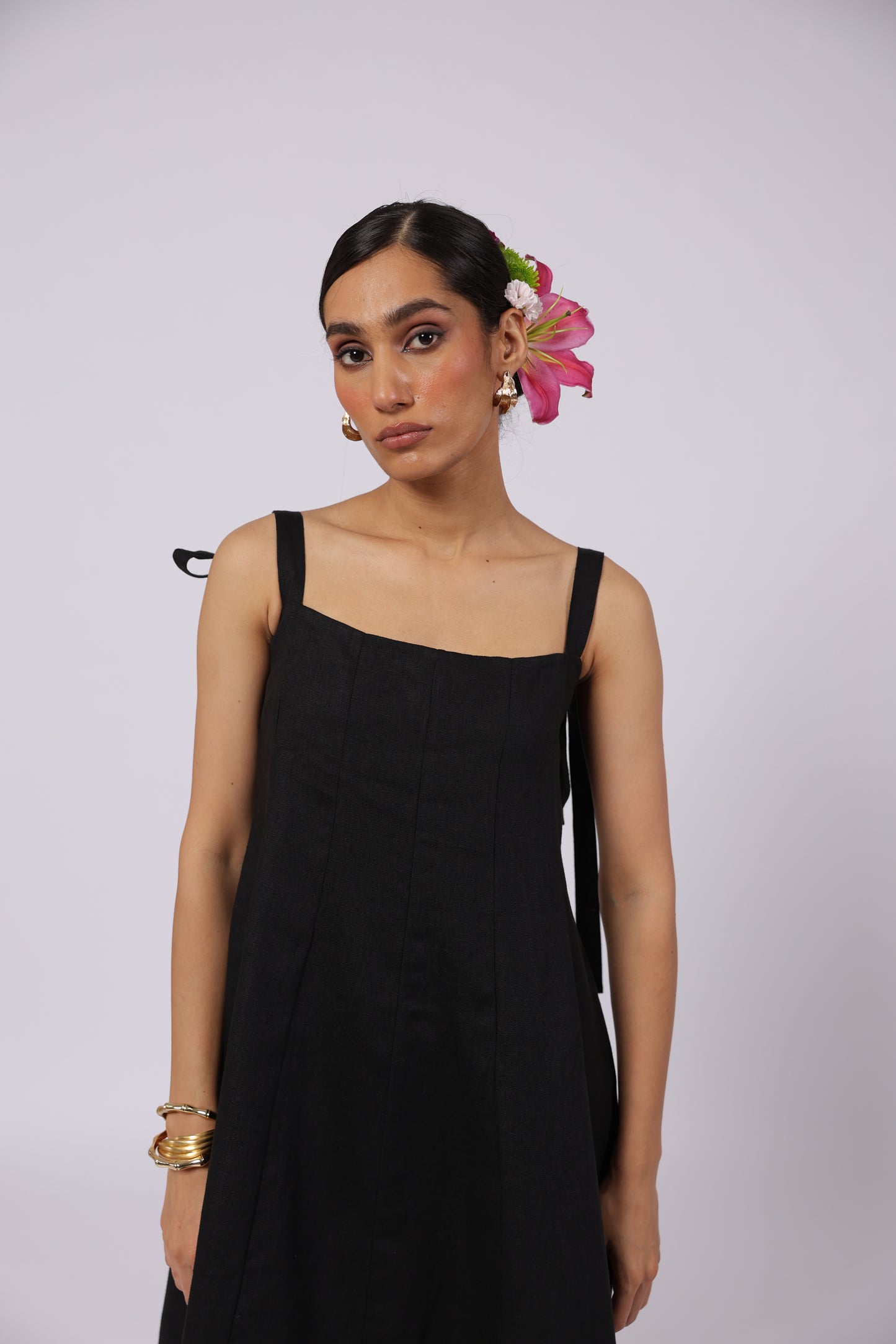 Ida Linen Dress Black