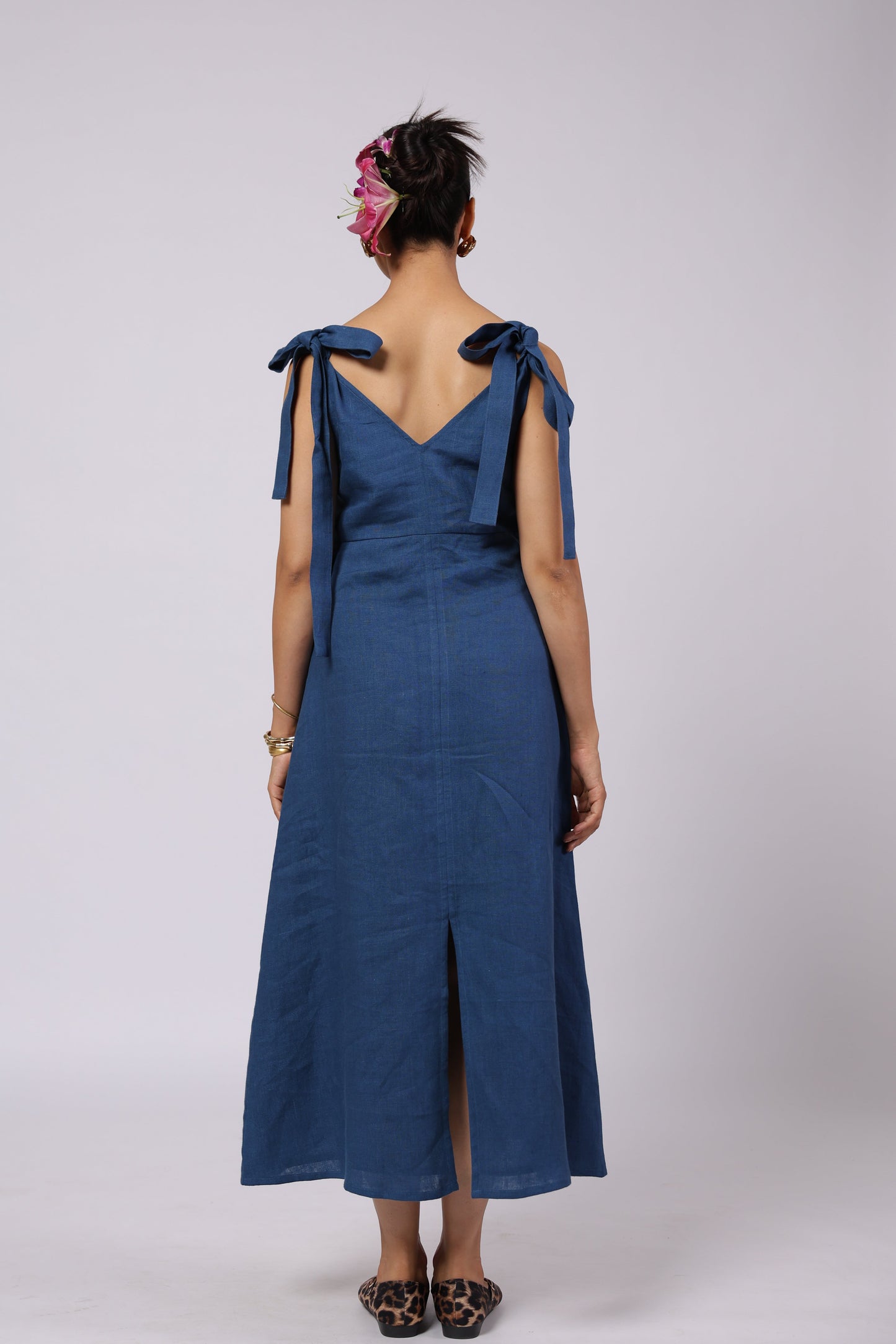Celeste Linen Dress Blue