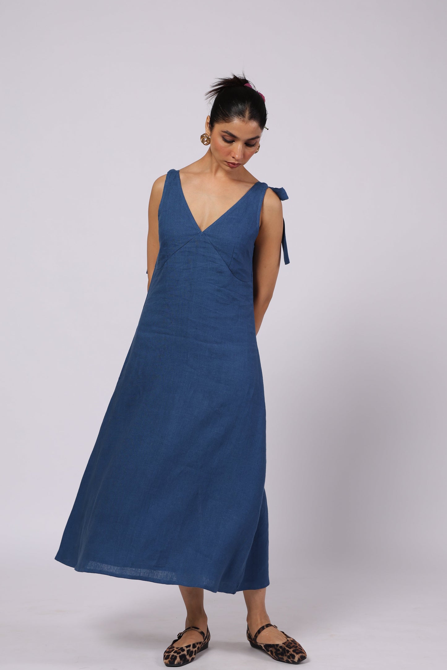 Celeste Linen Dress Blue