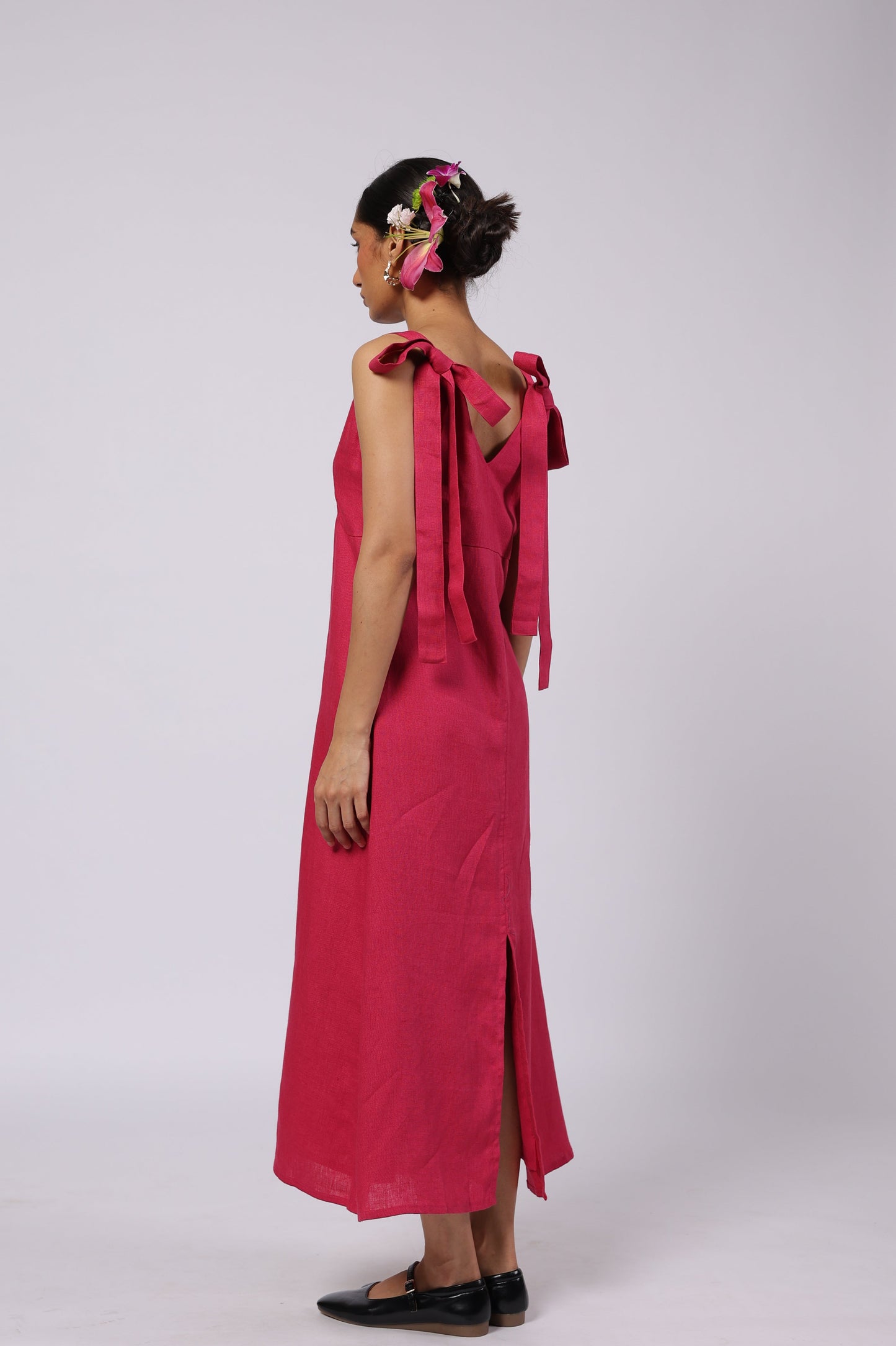 Celeste Linen Dress Magenta