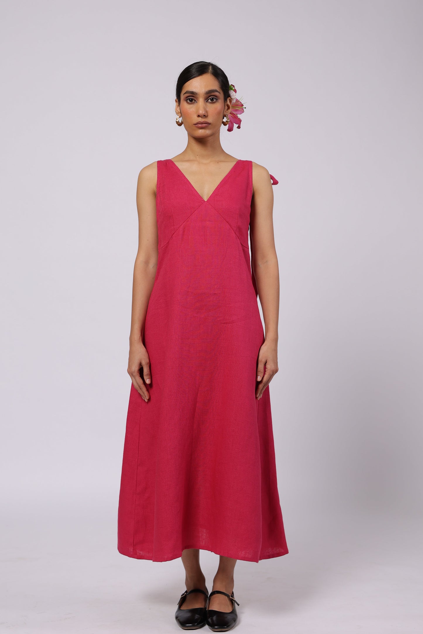 Celeste Linen Dress Magenta