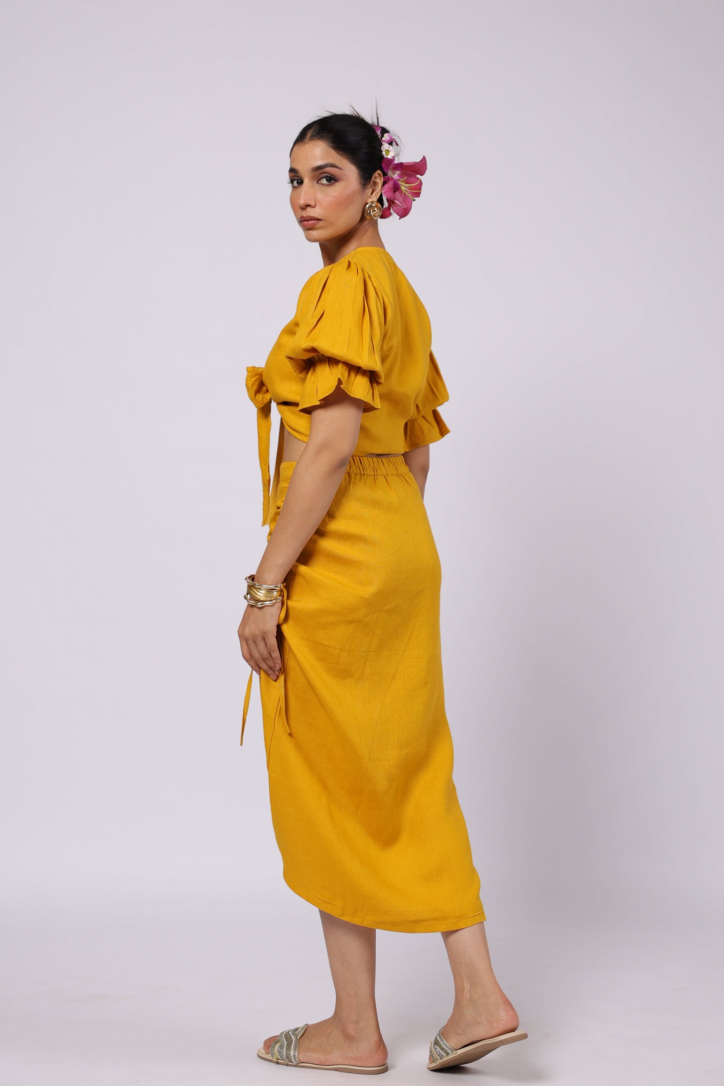 Esme Linen Top Mustard