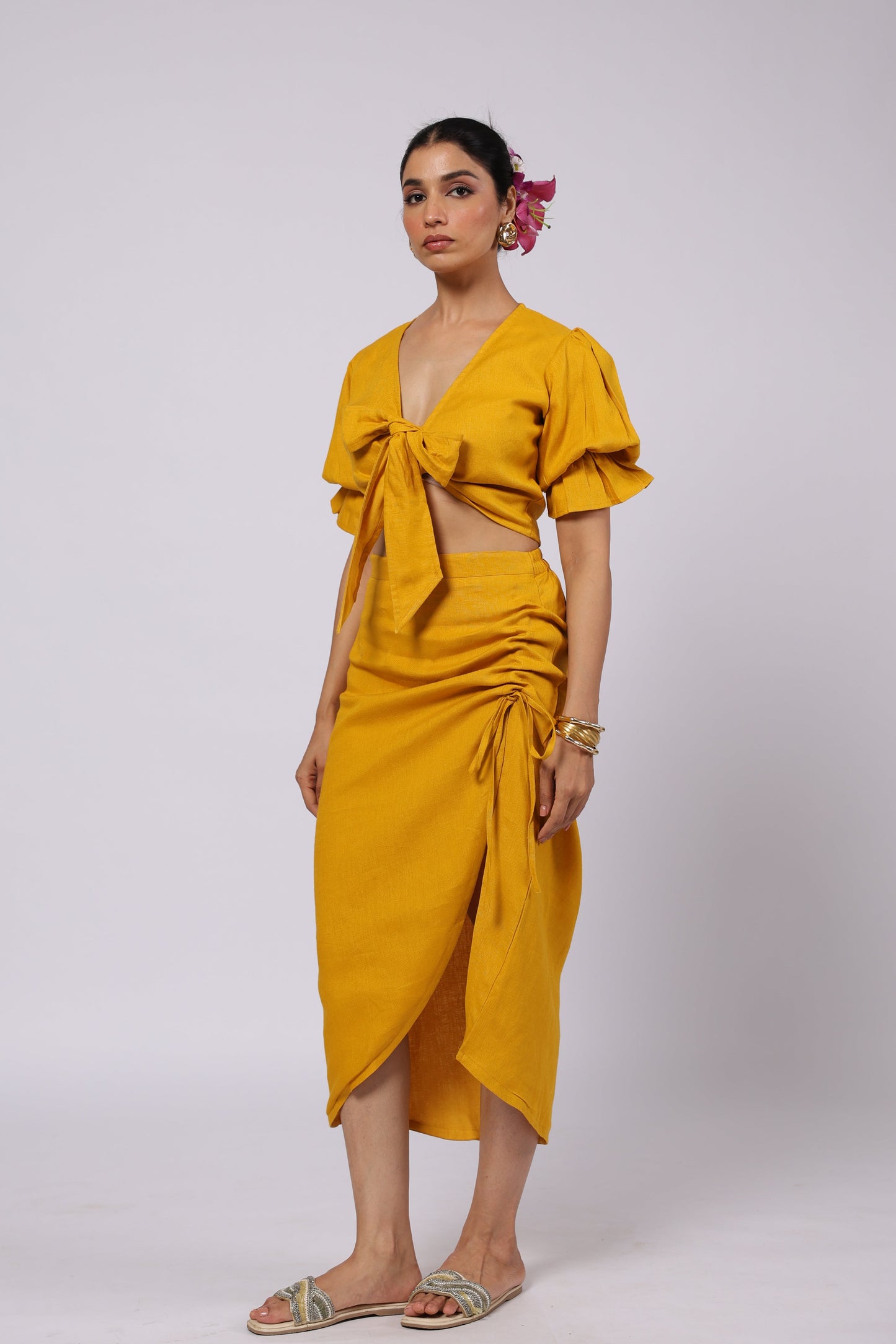 Gaia Linen Skirt Mustard