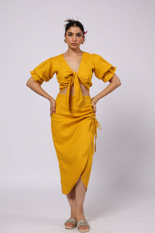 Gaia Linen Skirt Mustard