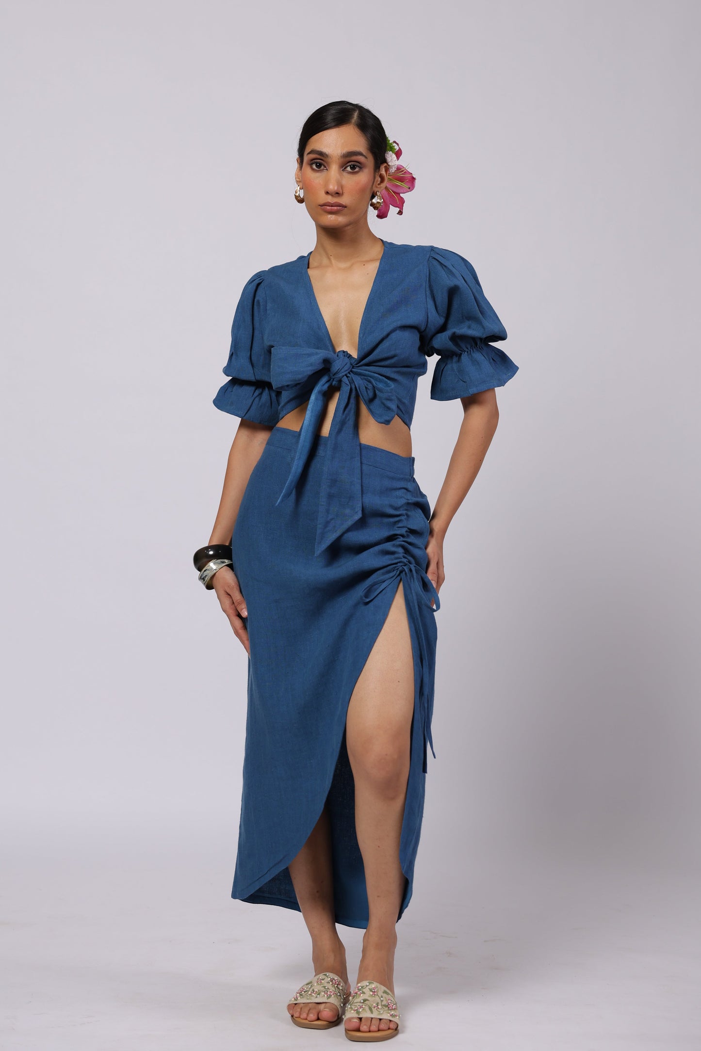 Gaia Linen Skirt Blue