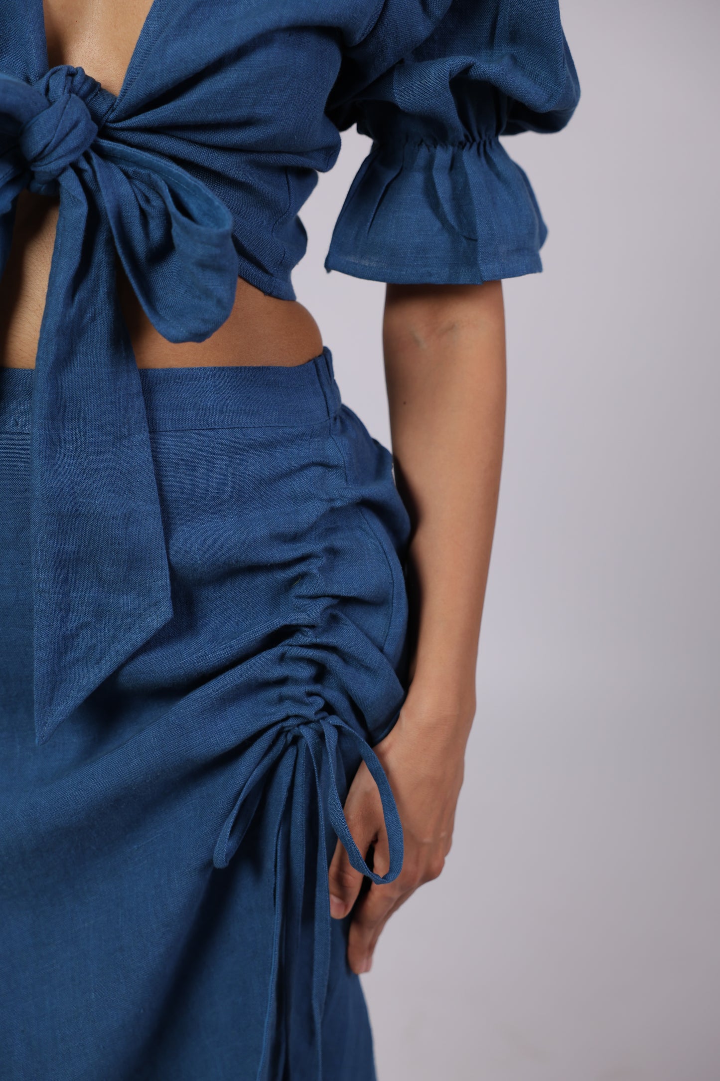 Gaia Linen Skirt Blue