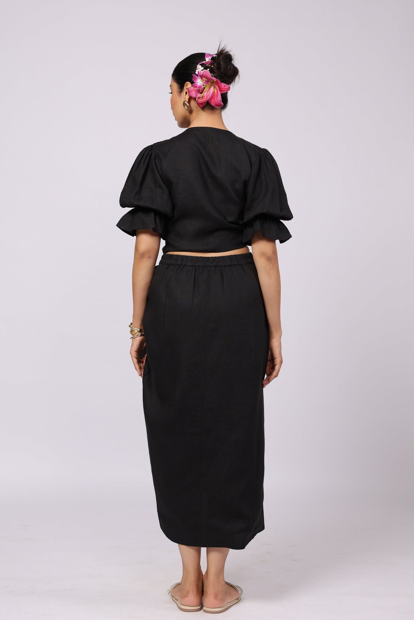 Esme Linen Top Black