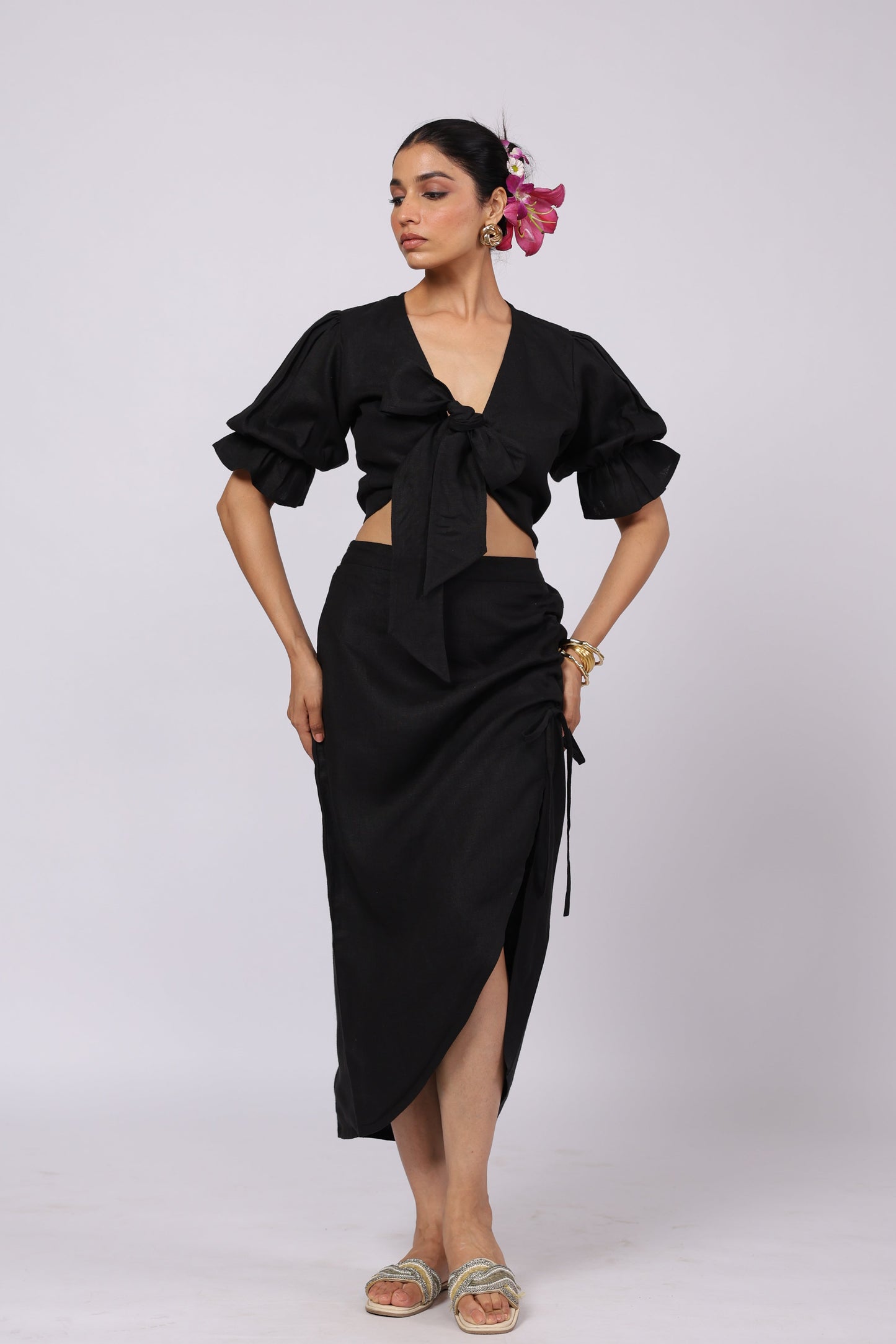 Gaia Linen Skirt Black