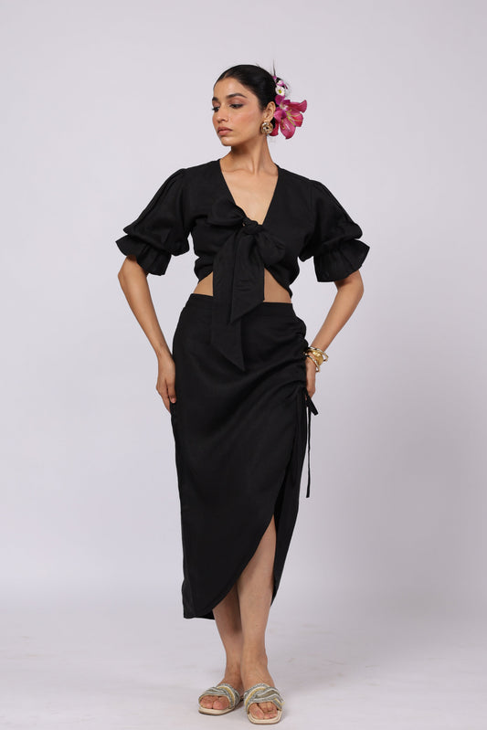 Gaia Linen Skirt Black
