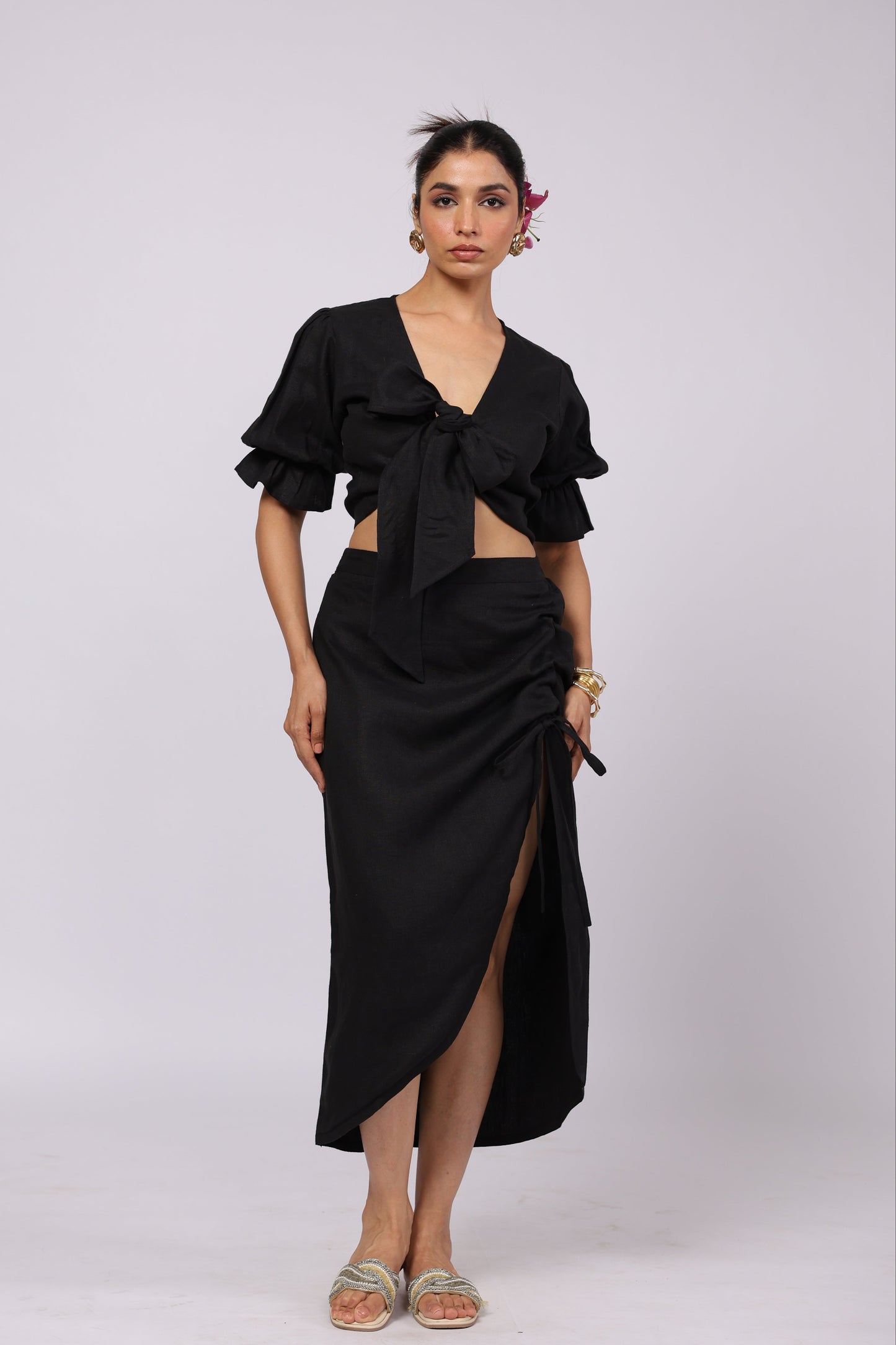 Gaia Linen Skirt Black