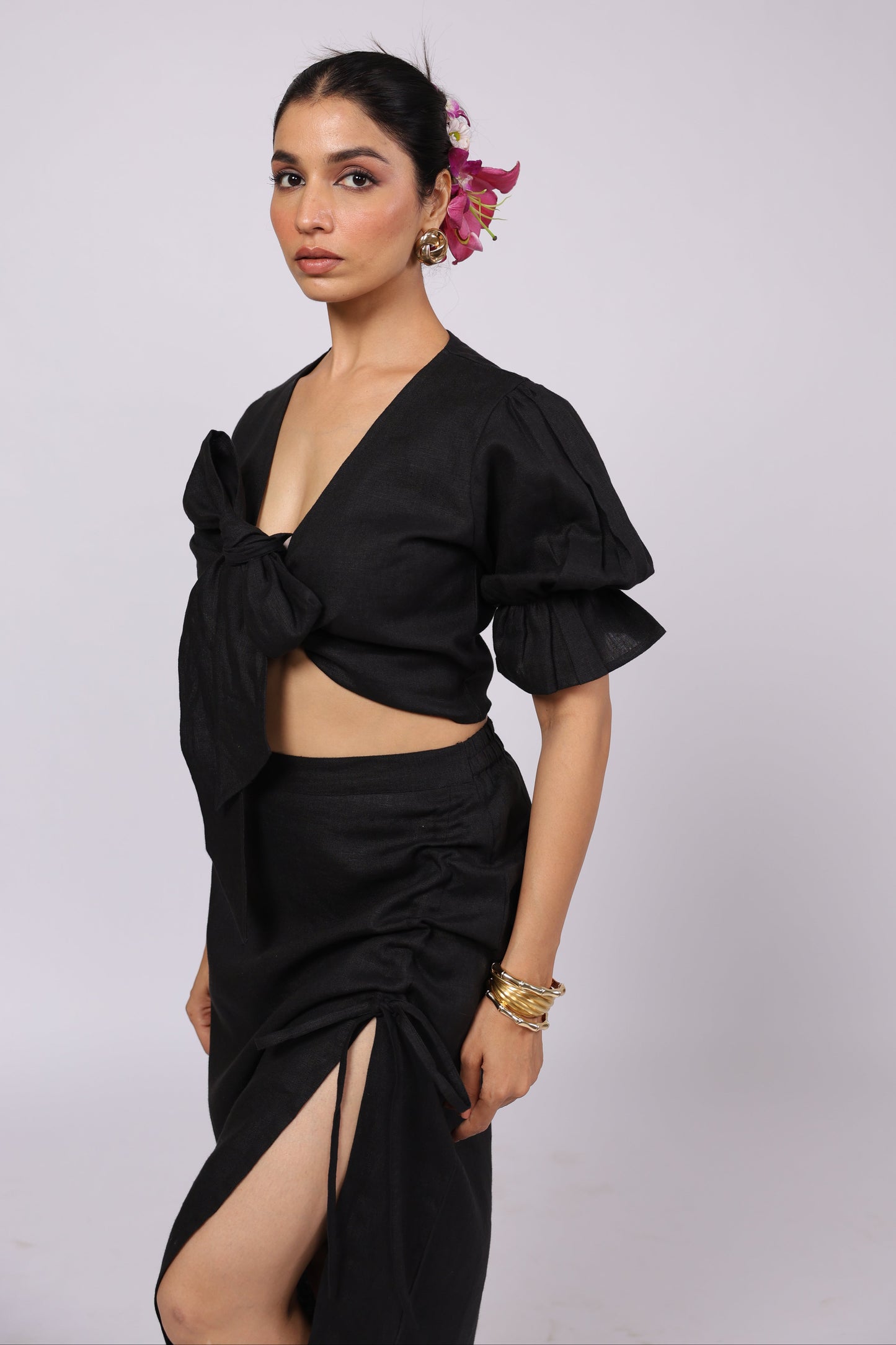 Gaia Linen Skirt Black