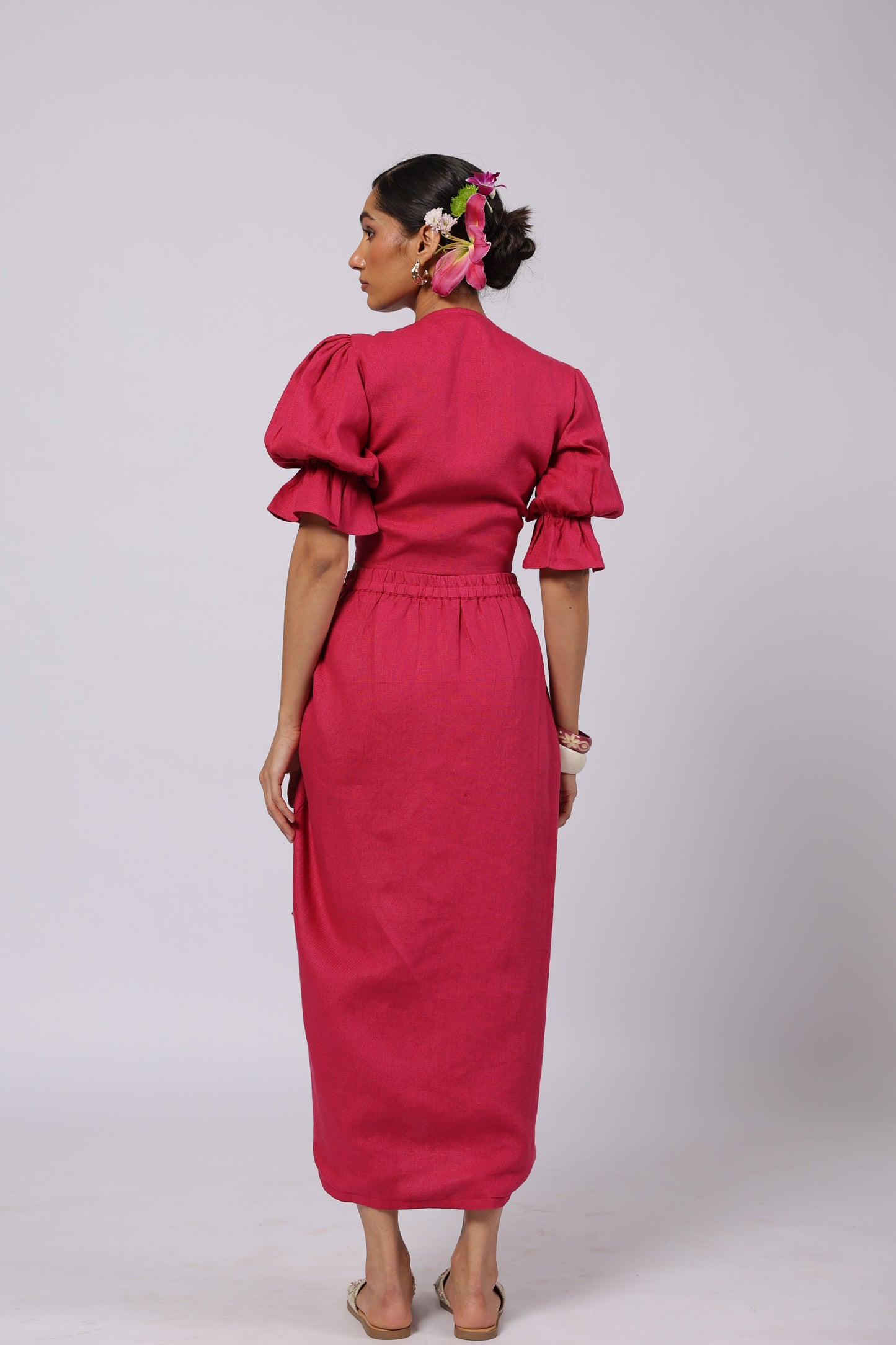 Esme Linen Top Magenta